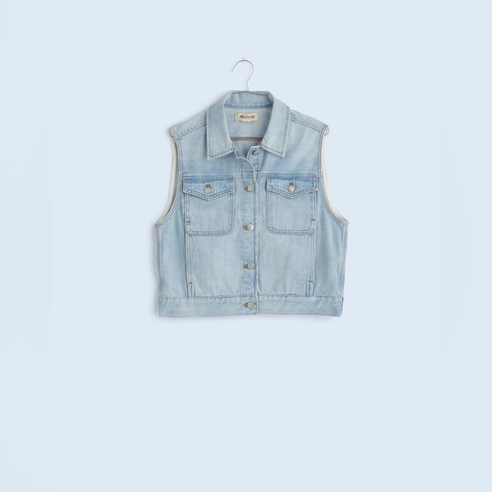 Madewell Women’s Denim Oversized Boxy Vest in Fitzgerald Wash NQ330 Size S NWT